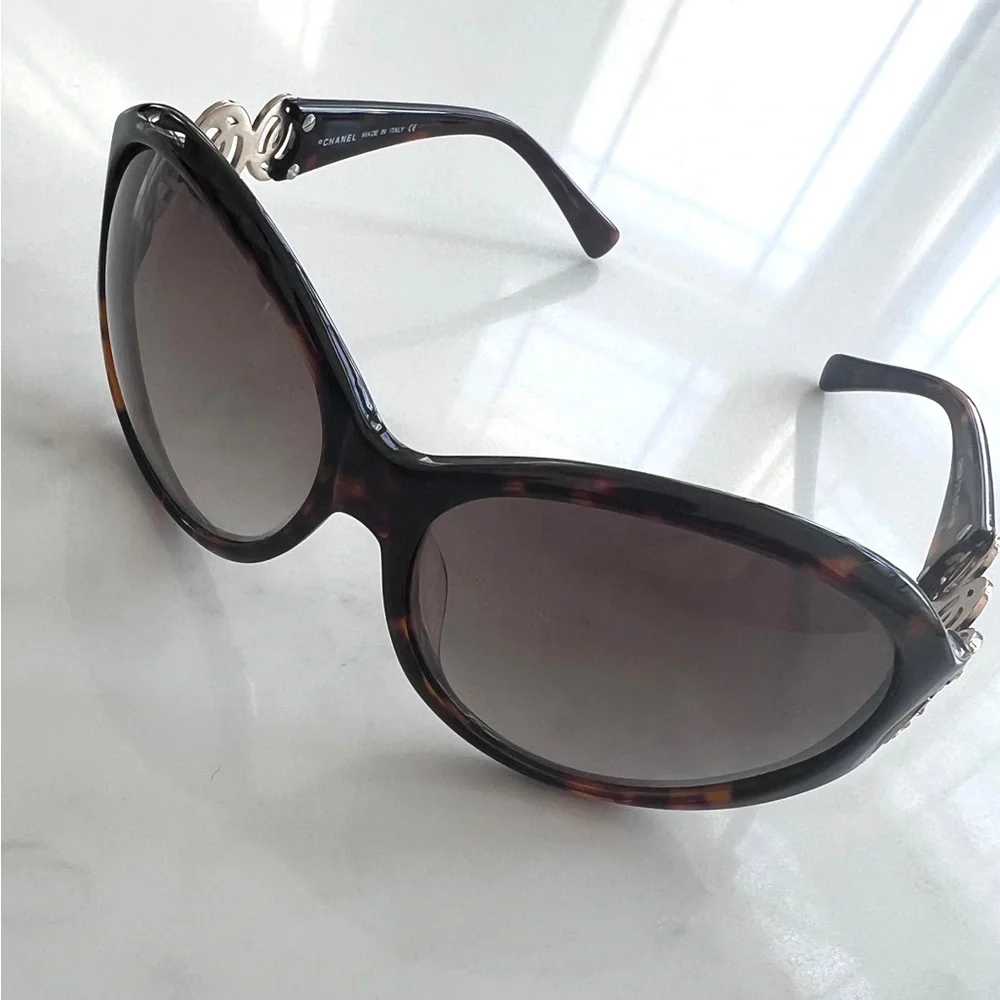 Chanel sunglasses triple CC CH5006 tortoise shell finish dark Havana vintage - Picture 11 of 16